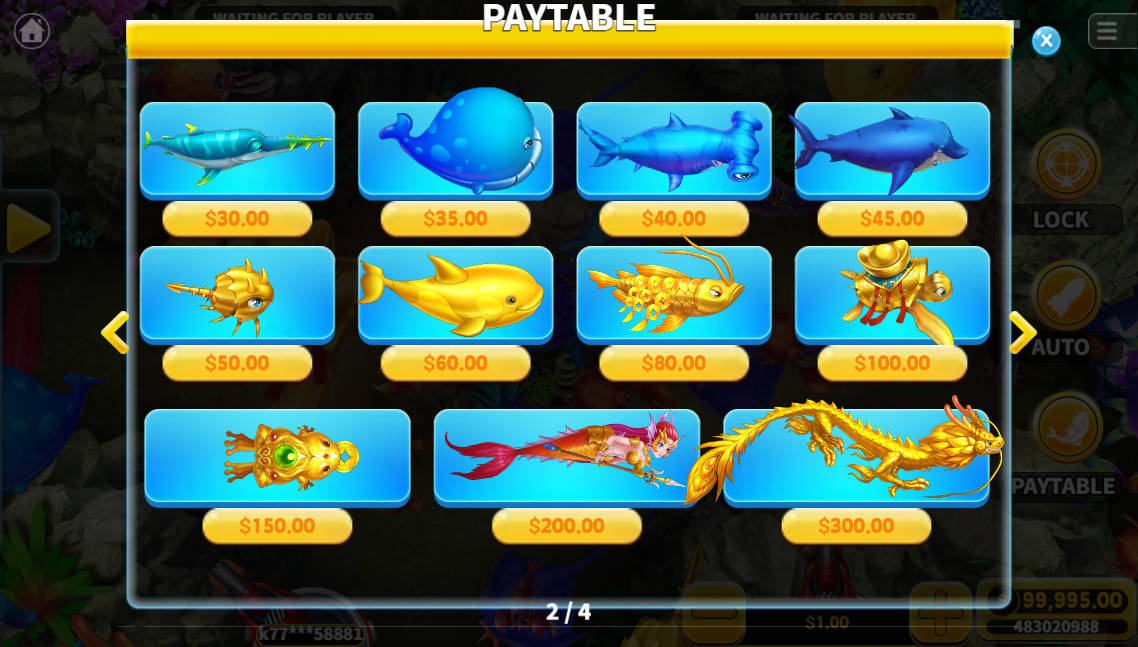 Golden Dragon Fishing - Paytable 2 - LuckyCola123